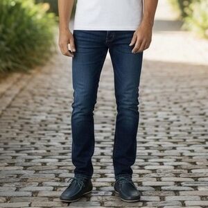 Men’s Navy Blue Perforated Leather Lace-Up Loafers Moccasins Size 42 Italy